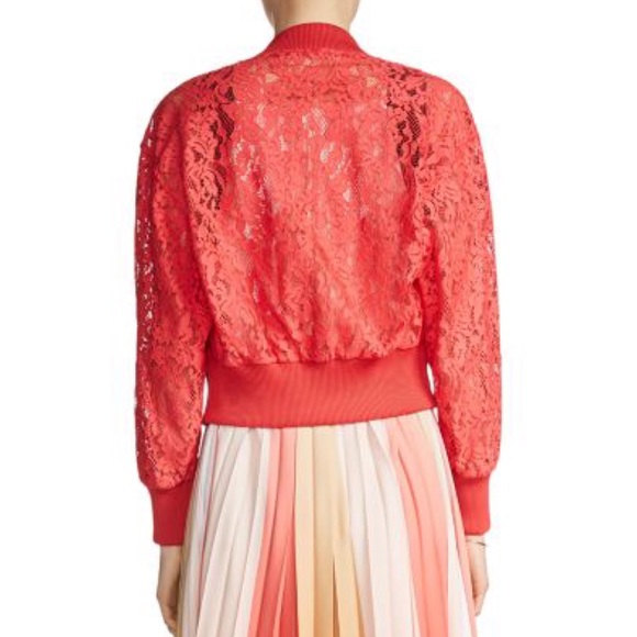 Maje Belem Red Lace Bomber Jacket - Picture 3 of 10